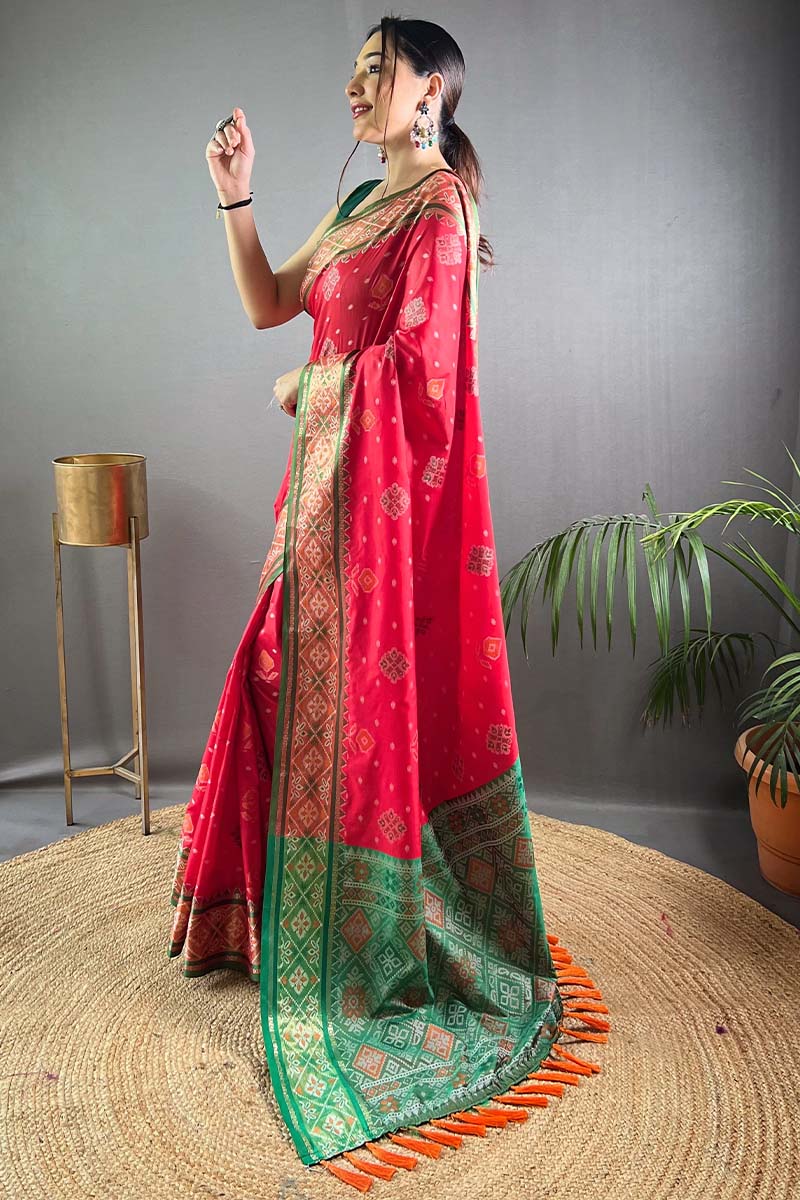 Torch Red Patola Silk Saree