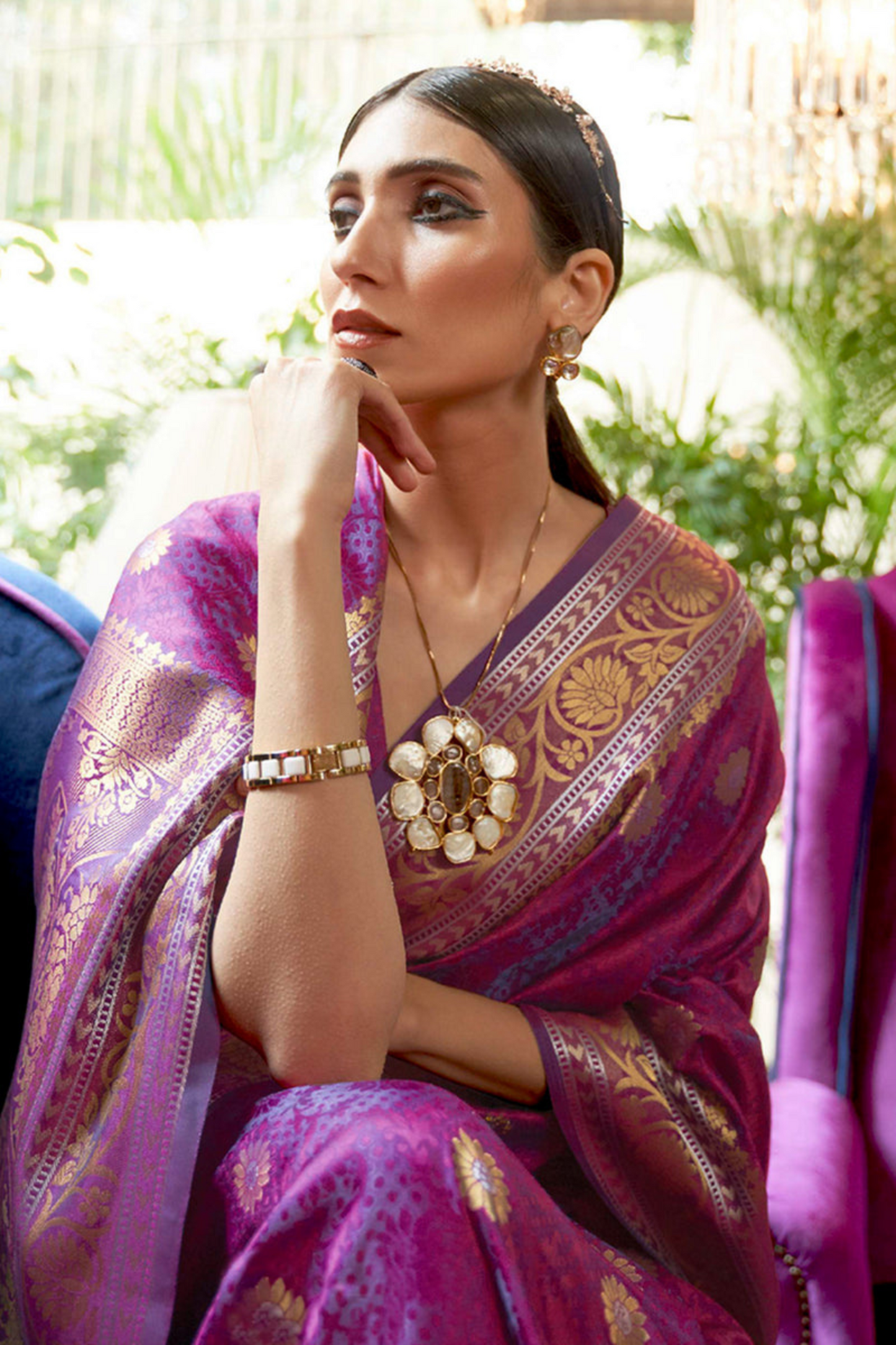 Magenta & Gold- Pure Banarasi Silk Saree with Handloom Weaving