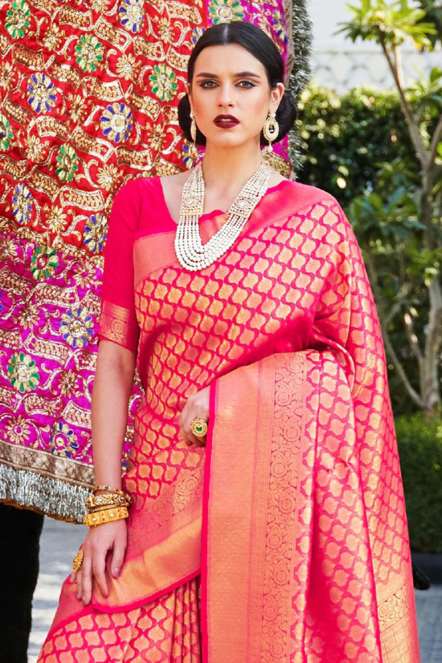 Peach Pink Banarasi Special Wedding Edition Silk Saree with Zari Work