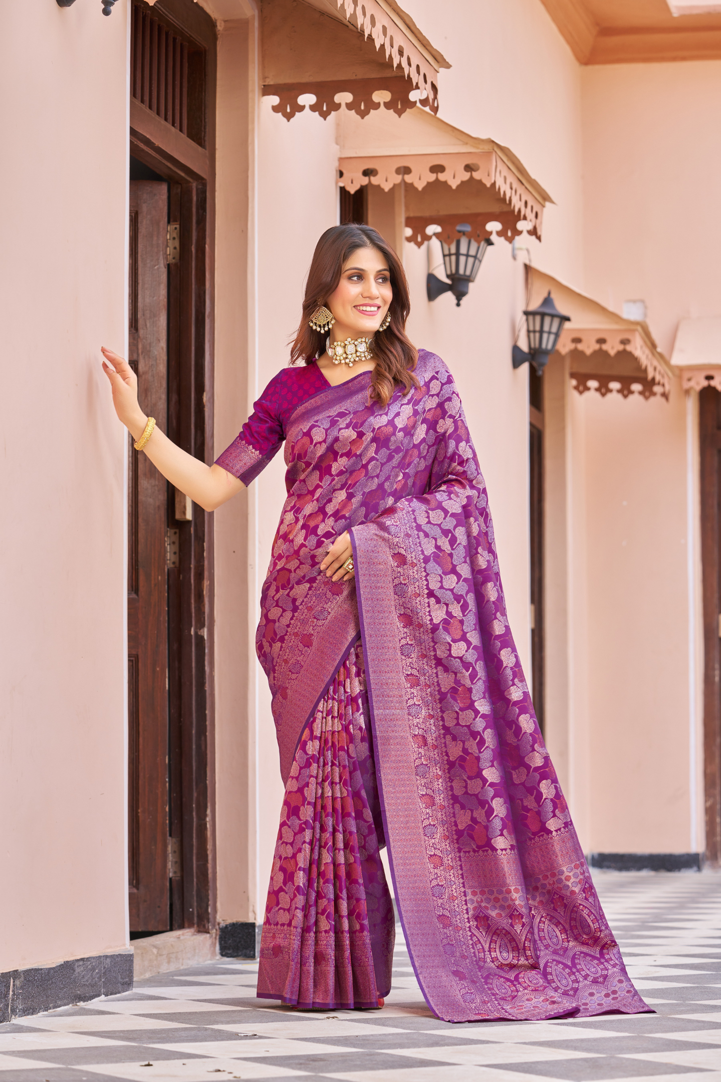 Mulberry Magenta Designer Banarasi Ethnic Soft Silk Saree with Zari Work