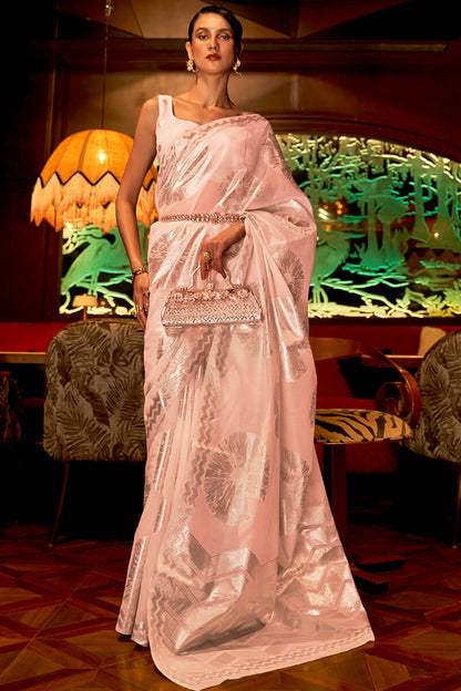 Tonys Peach Banarasi Silk Saree