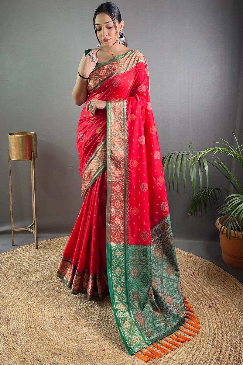 Torch Red Patola Silk Saree