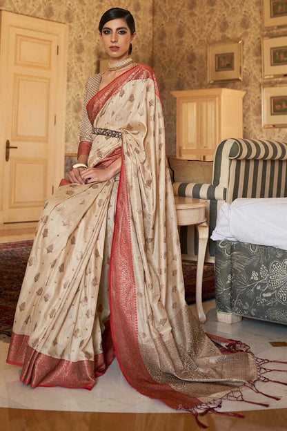 Vanilla Beige South Silk Saree