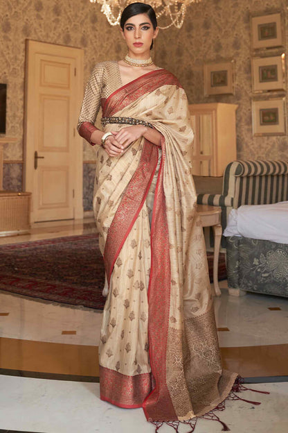 Vanilla Beige South Silk Saree